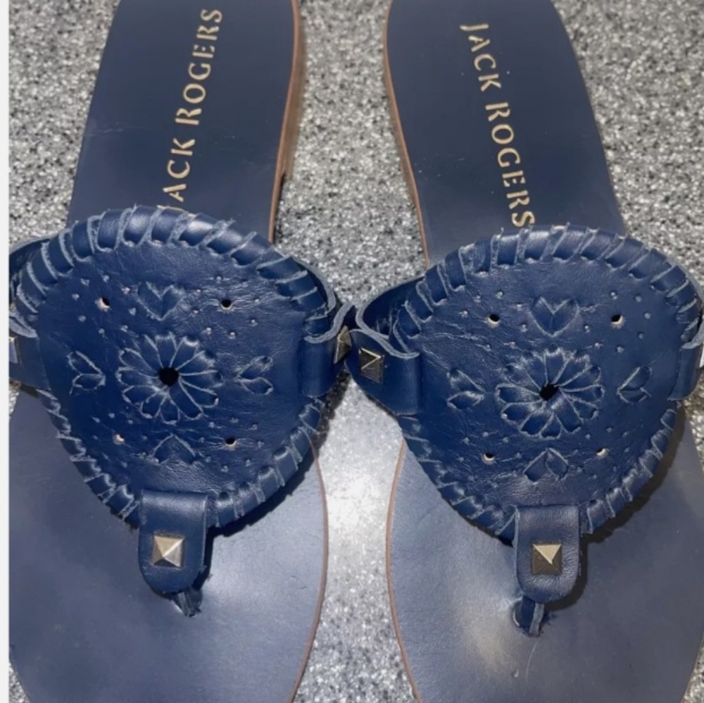 Jack Rogers Black Leather Sandals - Picture 3 of 6